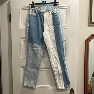 Pace in patchwork Two-Tone Blue and White Jeans 26